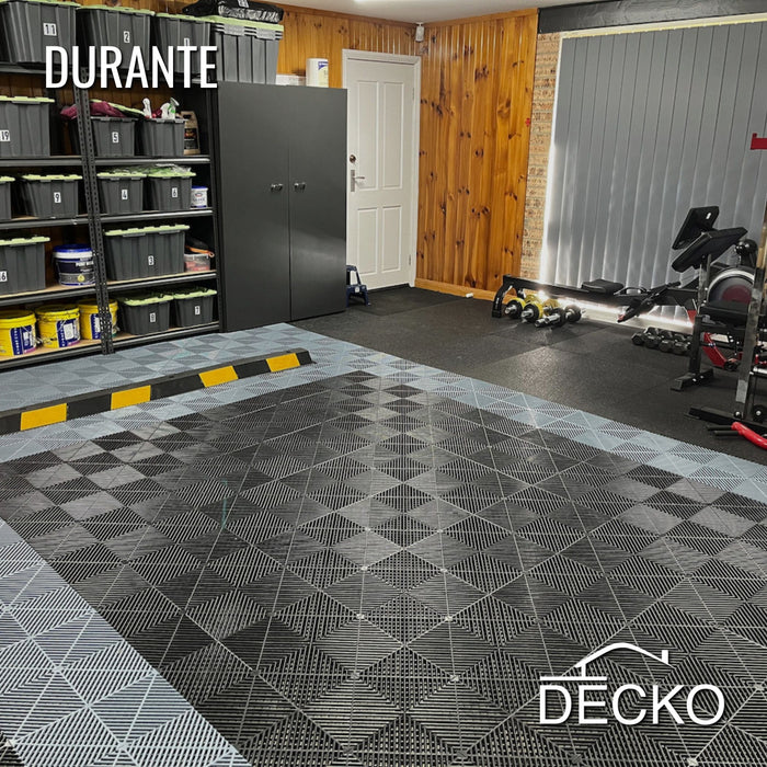 Garage Tile - GREY - Interlocking PP Flooring - High End Polypropylene | 100% Recyclable | DECKO DURANTE (400x400x18 mm tile)