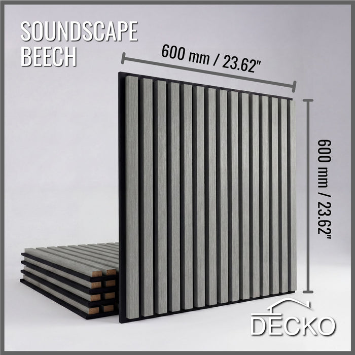 Acoustic Sound Dampening Wall Panels - <b>BEECH Square</b> - box of 5 panels (600x600mm) <b>1.8 m<sup>2</sup></b> coverage | DECKO SOUNDSCAPE