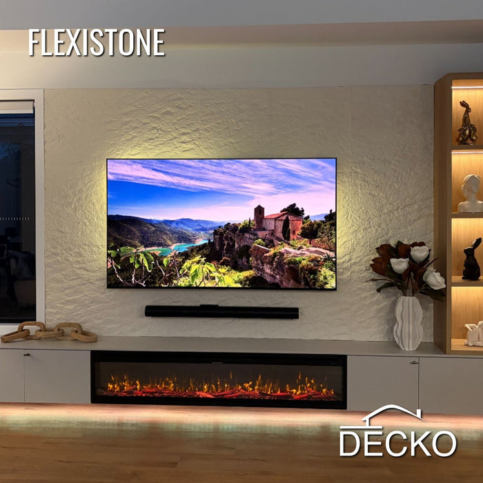 Flexible 3D Stone Wall Panels - GRANDE BIANCO - Box of 5 serial panels (1200x600mm) 3.6m² coverage | DECKO Flexistone