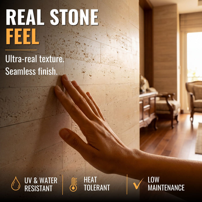 Flexible 3D Stone Wall Panel Sample - BRICO TRAVERTINO | DECKO Flexistone - Free Shipping