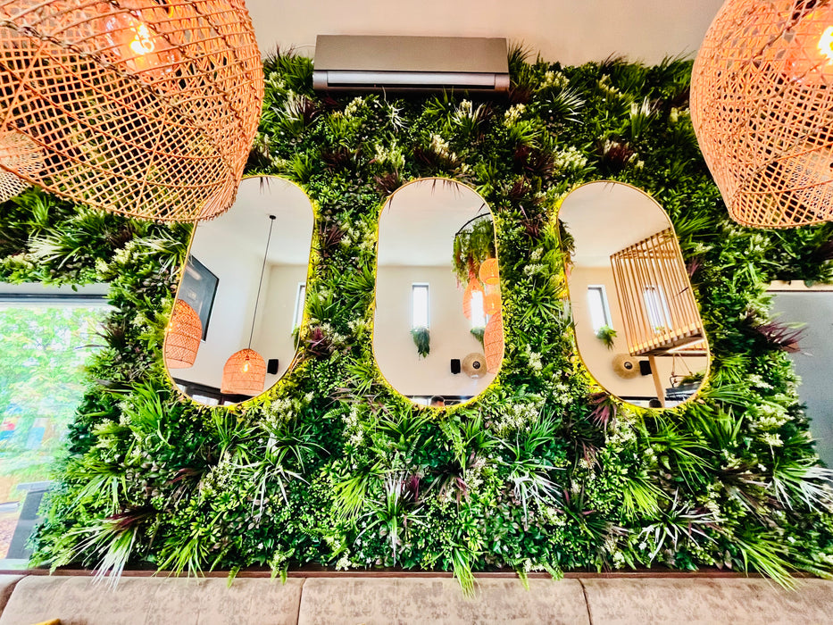 Artificial Plants Green Wall Panel - TROPICAL - 1000x1000mm | DECKO VERDURE (1 m² panel)