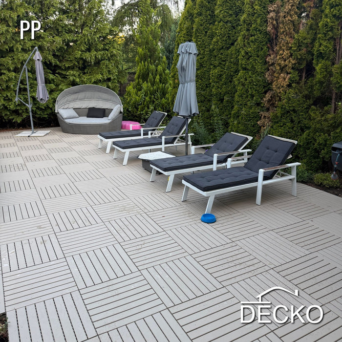 Deck Tiles - BEIGESLAT - Interlocking PP Flooring - High End Polypropylene | 100% Recyclable | DECKO Lite (608x304x20 mm tile)