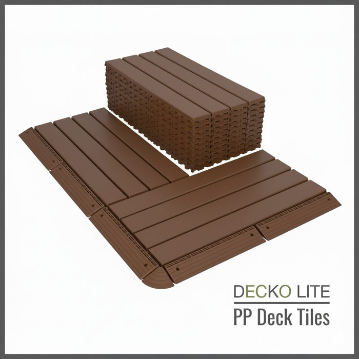 <b>SAMPLE PACK</b> of Deck Tiles, Ramp Edges and Corners - Interlocking PP Flooring | DECKO Lite - Free Shipping