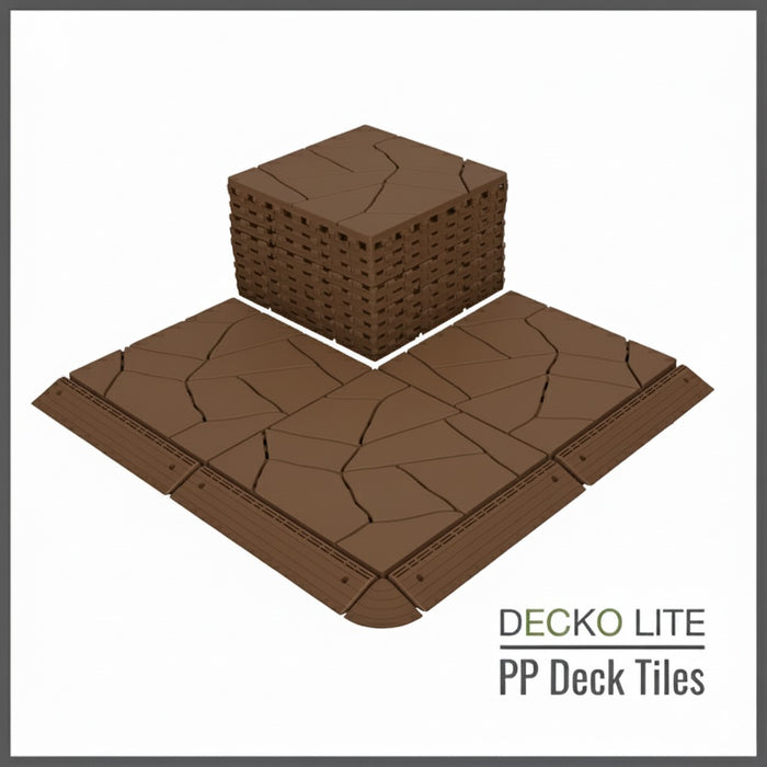 <b>SAMPLE PACK</b> of Deck Tiles, Ramp Edges and Corners - Interlocking PP Flooring | DECKO Lite - Free Shipping