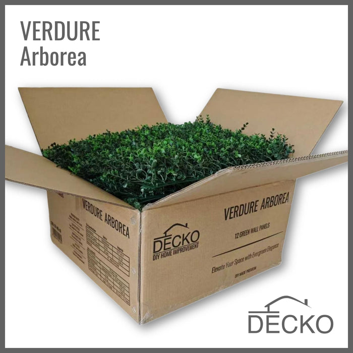 Artificial Plants Green Wall Panel - ARBOREA - Box of 12 panels - 500x500mm | DECKO VERDURE (3 m² /Box)