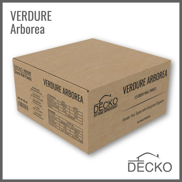 Artificial Plants Green Wall Panel - ARBOREA - Box of 12 panels - 500x500mm | DECKO VERDURE (3 m² /Box)