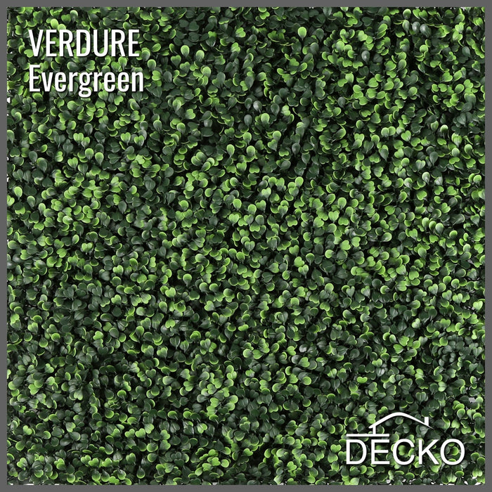 Artificial Plants Green Wall Panel - EVERGREEN - Box of 12 panels - 500x500mm | DECKO VERDURE (3 m² /Box)
