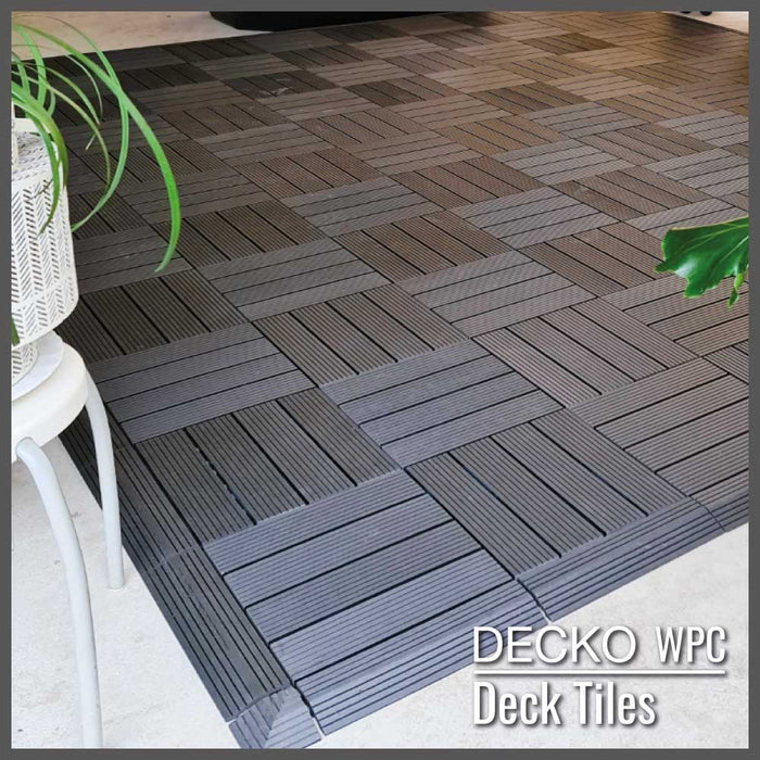 Deck Tile <b>Corner Ramp Edge</b> - for Premium WPC Interlocking Tiles | DECKO (80x80x20mm)