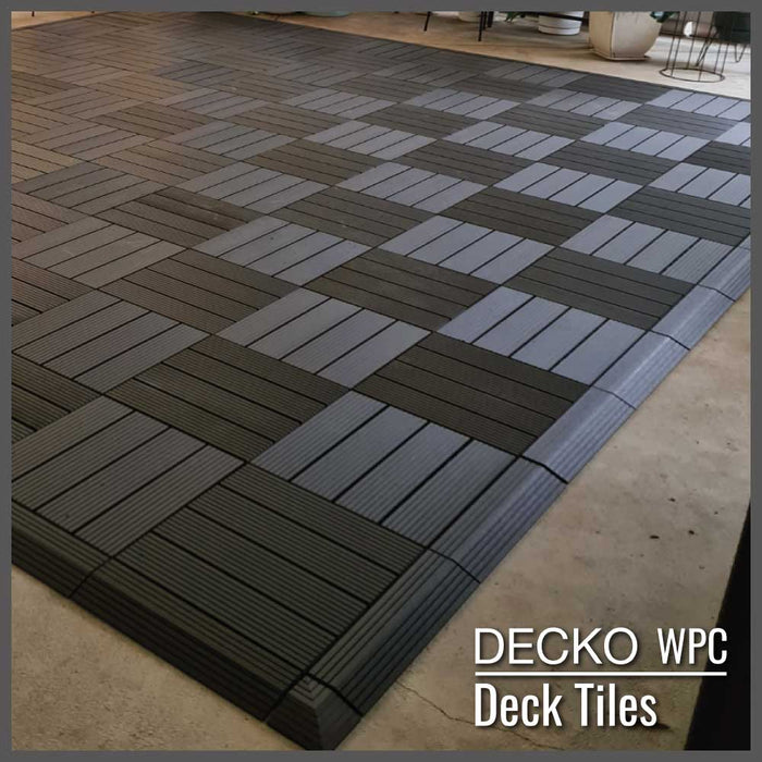Deck Tile <b>Corner Ramp Edge</b> - for Premium WPC Interlocking Tiles | DECKO (80x80x20mm)