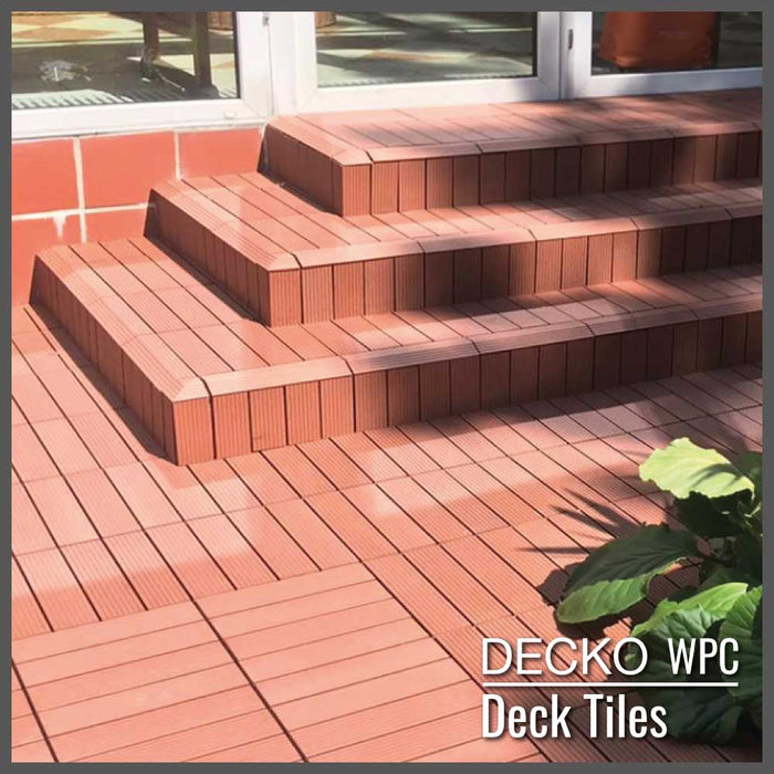 Deck Tile <b>Corner Ramp Edge</b> - for Premium WPC Interlocking Tiles | DECKO (80x80x20mm)
